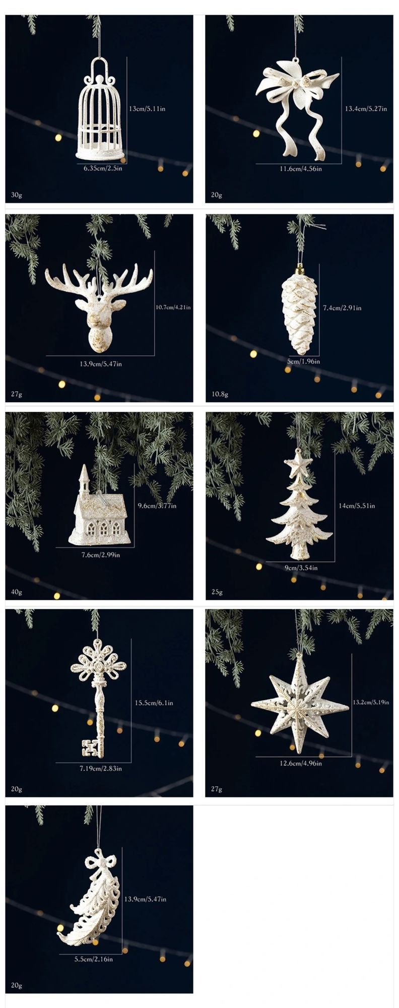White Gold Pine Cone Christmas Tree Hanging Ornaments, Set of 3, Christmas & Halloween Wreath and Garland Decor, Elegant Festive Tree Embellishment, Delicate Holiday Gift for Home Decoration
