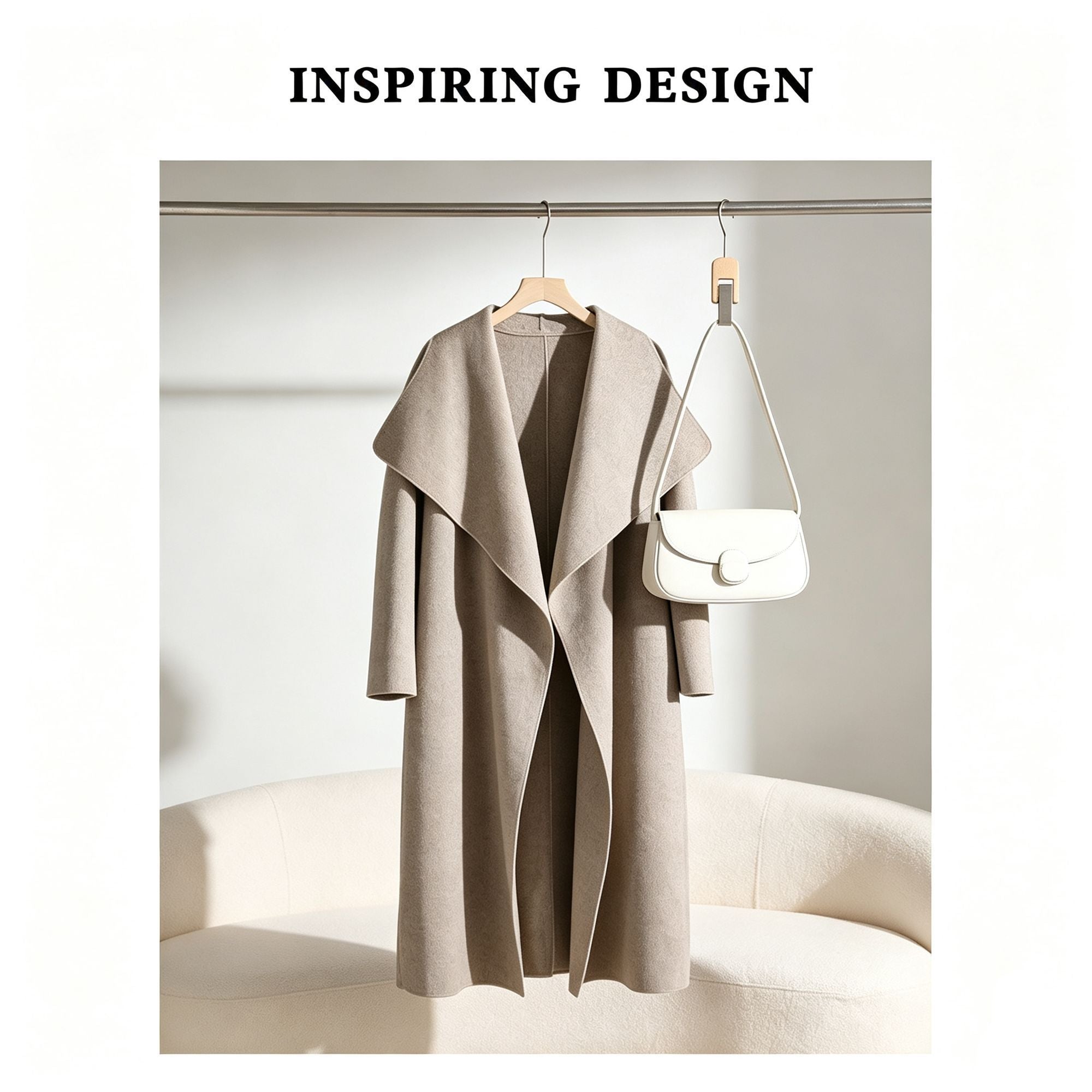 Women Oversized Lapel Wool‑Blend Coat, Nut Brown, Size S, Transitional Early‑Spring Outwear, Relaxed Silhouette Layering Piece, Versatile Office & Weekend Wardrobe Staple for Cool Mornings & Evenings
