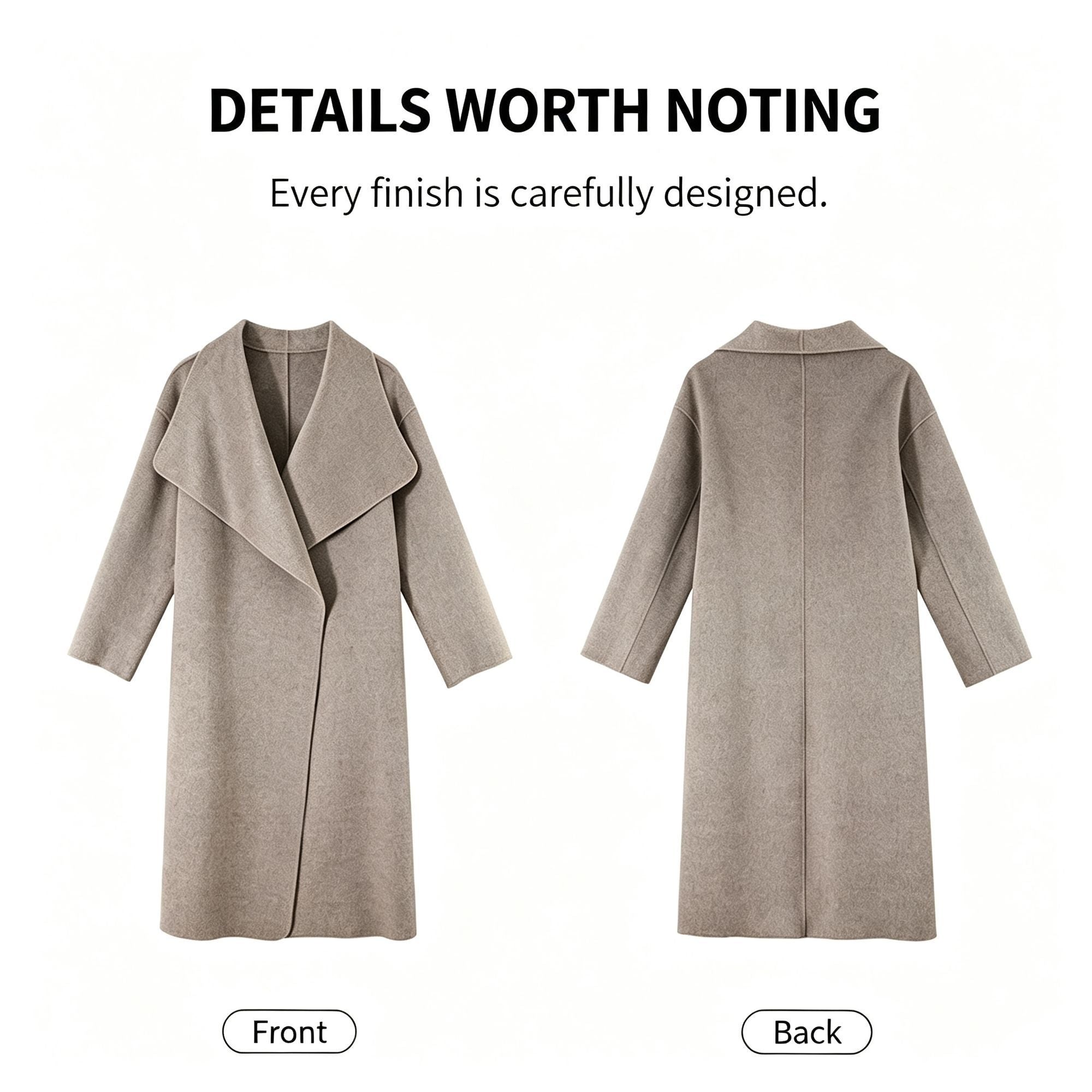 Loose‑fit Big Lapel Woolen Overcoat for Women, Nut Brown Tone, Size M, Early‑Spring Trans‑seasonal Outerwear, Everyday Capsule Wardrobe Item, Ideal for Commute and Casual Outdoor Outing