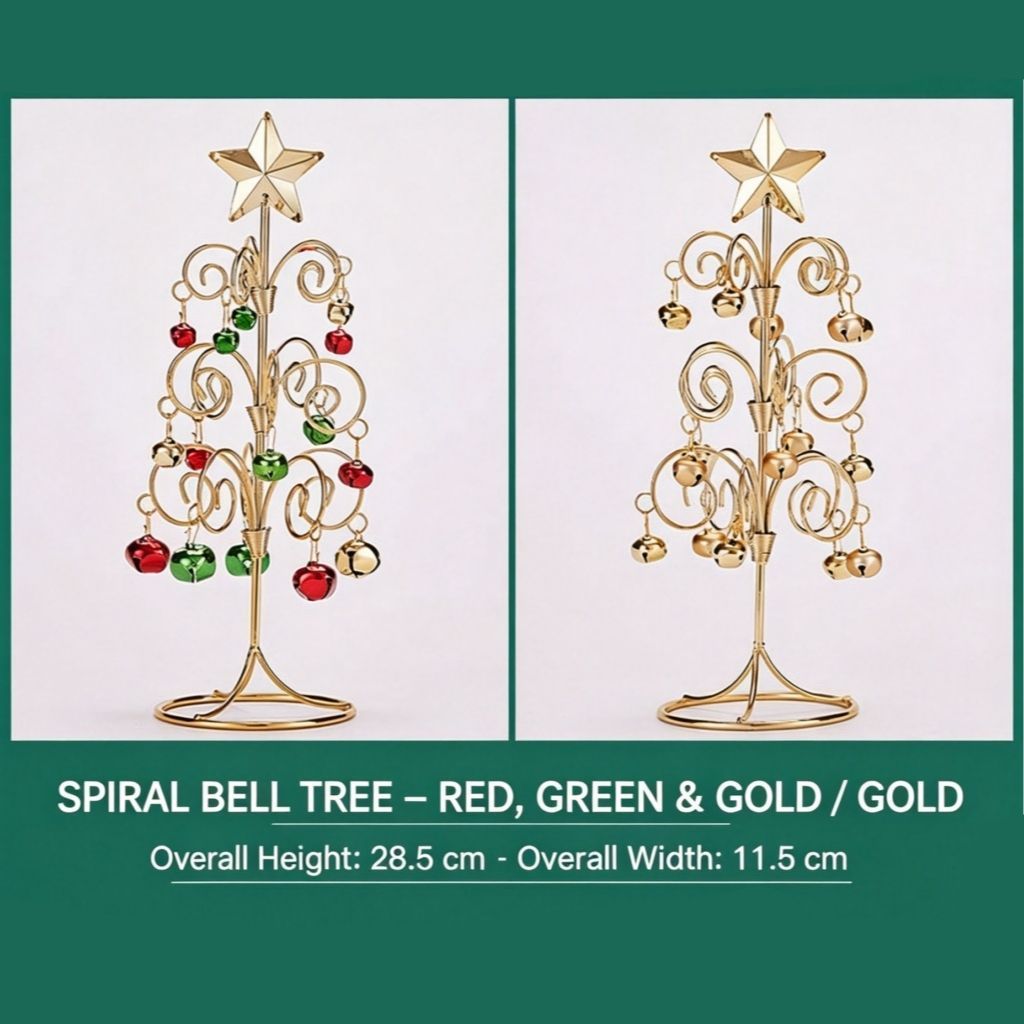 Mini Iron‑crafted Spiral Bell Tree, Silver Tone, Christmas & Halloween Cabinet & Window Layout Accessory, Tiny Artificial Xmas Decoration, Ideal Holiday Desktop Souvenir Gift