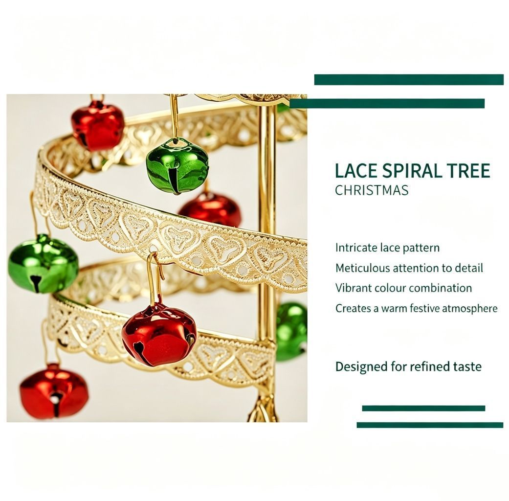 Mini Iron‑crafted Spiral Bell Tree, Silver Tone, Christmas & Halloween Cabinet & Window Layout Accessory, Tiny Artificial Xmas Decoration, Ideal Holiday Desktop Souvenir Gift