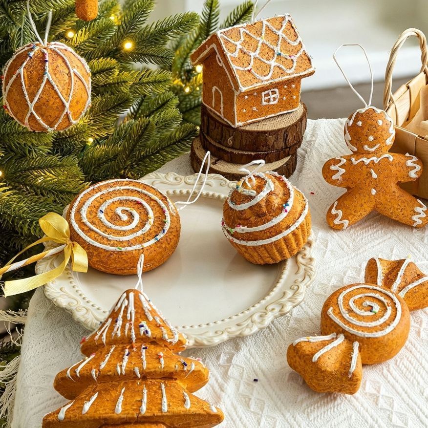 Foam Gingerbread Candy Ornament, Christmas & Halloween Home Window Door Hanging Decoration, Festive Tree Pendant, Nice Holiday Gift for Xmas Scene Layout