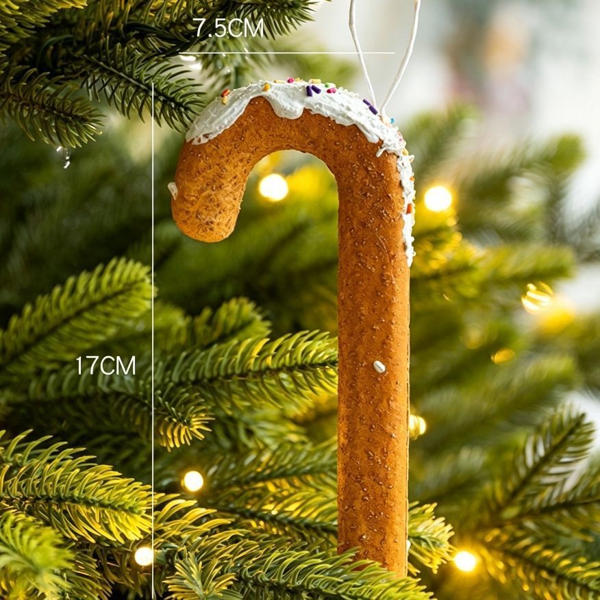 Foam Gingerbread Candy Cane Hanging Ornament, Christmas & Halloween Door & Window Decoration, Xmas Tree Hanging Charm, Lovely Holiday Party Accessory