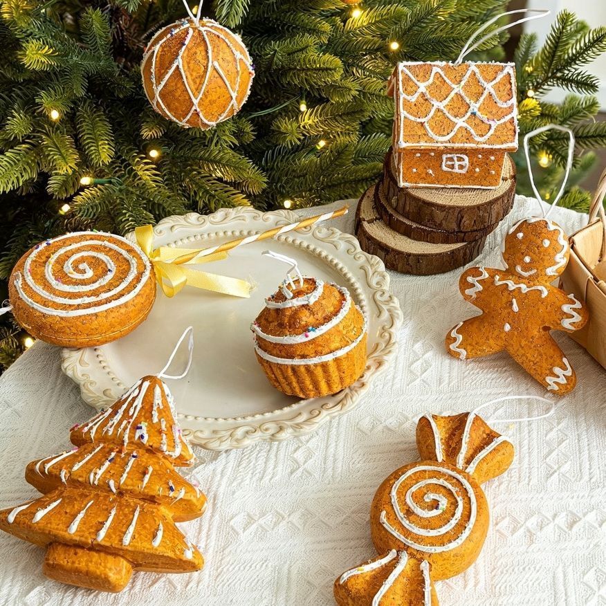 Foam Gingerbread Candy Cane Hanging Ornament, Christmas & Halloween Door & Window Decoration, Xmas Tree Hanging Charm, Lovely Holiday Party Accessory