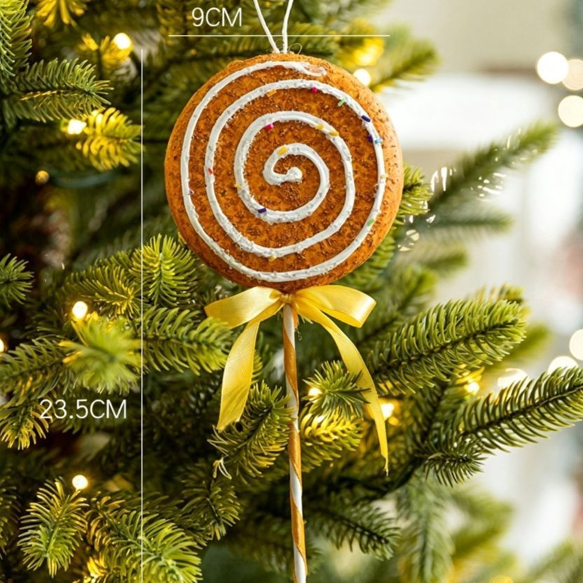 Foam Gingerbread Lollipop Hanging Pendant, Christmas & Halloween Household Festive Decor, Christmas Tree Ornament, Practical Holiday Gifting Option