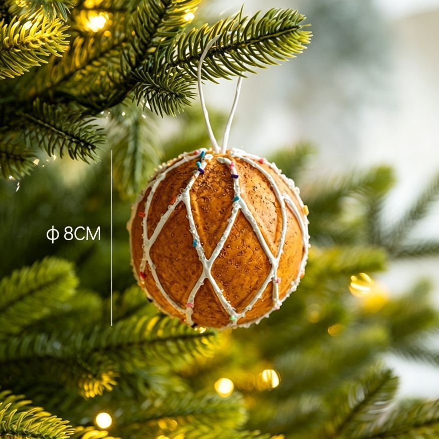 Foam Gingerbread Ball Hanging Ornament, Christmas & Halloween Home Window Decor, Christmas Tree Hanging Charm, Beautiful Holiday Present for Festival Layout