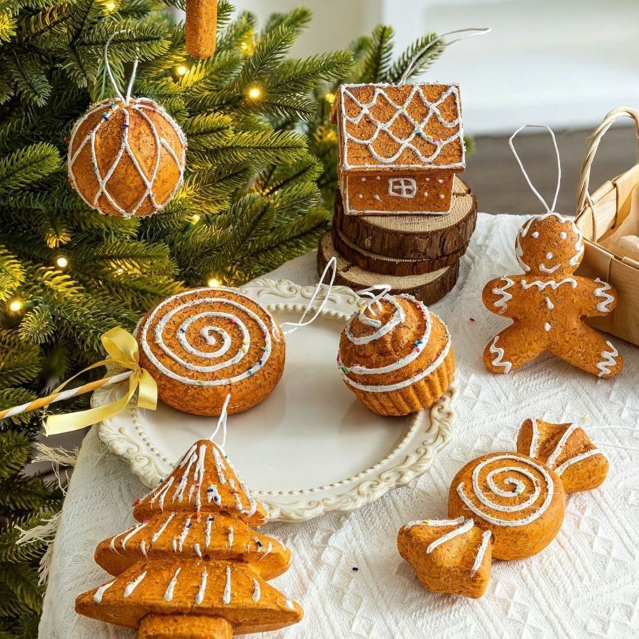 Foam Gingerbread Ball Hanging Ornament, Christmas & Halloween Home Window Decor, Christmas Tree Hanging Charm, Beautiful Holiday Present for Festival Layout