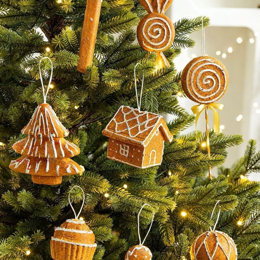 Foam Gingerbread Ball Hanging Ornament, Christmas & Halloween Home Window Decor, Christmas Tree Hanging Charm, Beautiful Holiday Present for Festival Layout