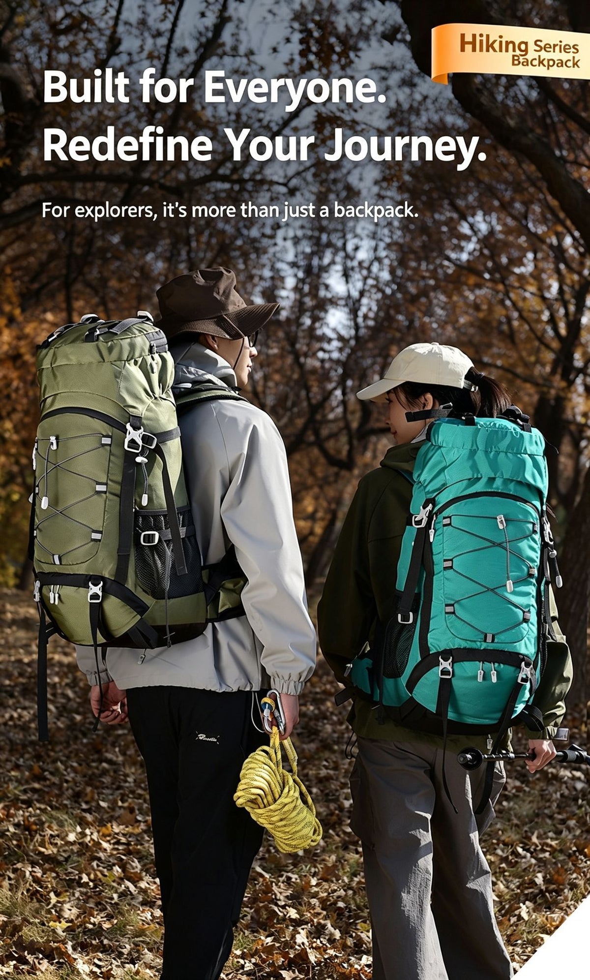 Spacious Nylon Trekking Rucksack 60L Orange,Expandable Backpack With Rain Cover,Suitable for Camping Hiking & Weekend Trip,Christmas Halloween Outdoor Activity Gift