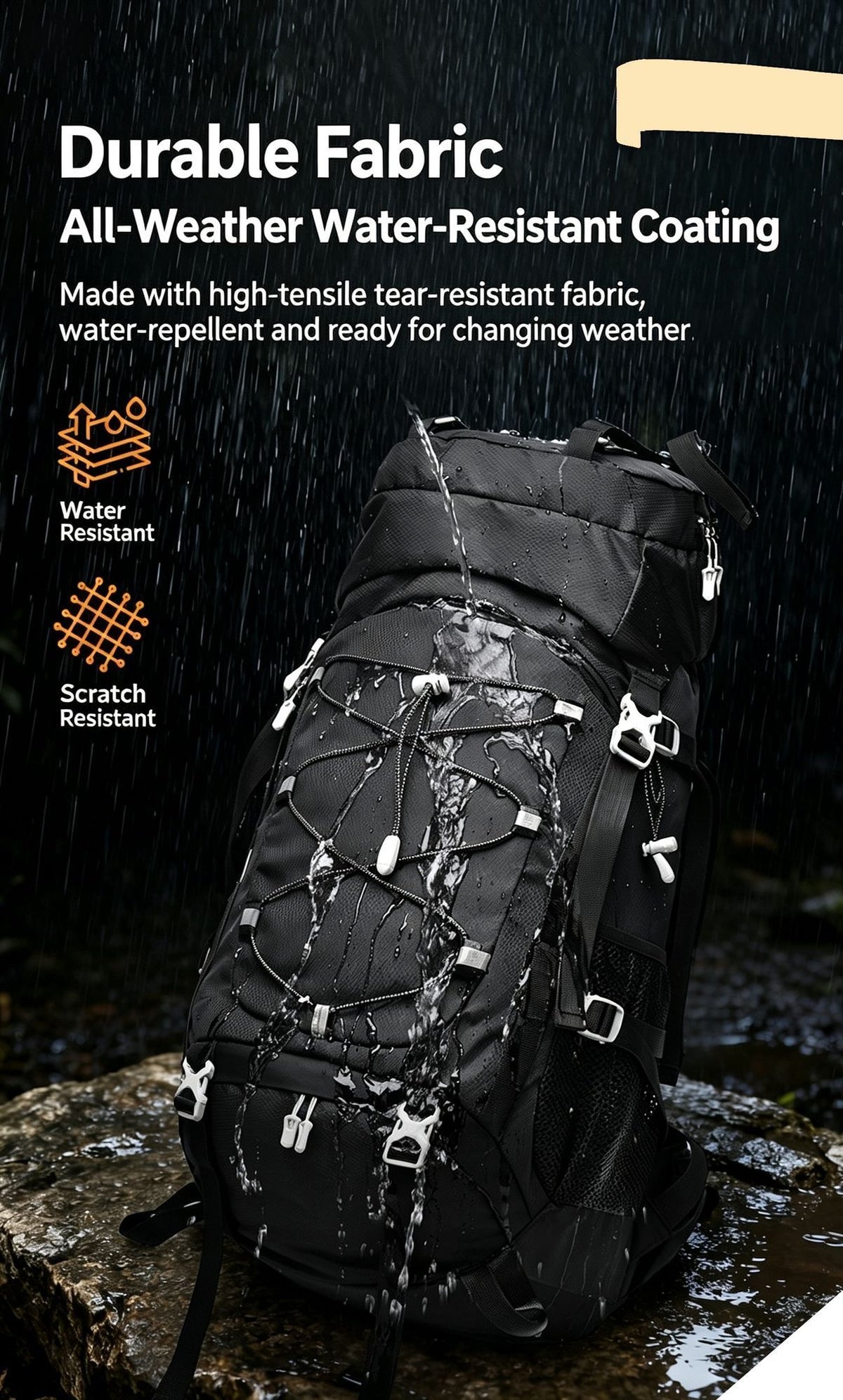 Expandable Travel Hiking Backpack 60L Lake Blue,Nylon Outdoor Rucksack With Rain Cover,Heavy‑Duty Pack for Trekking Camping,Christmas Halloween Adventure‑Lover Household Present