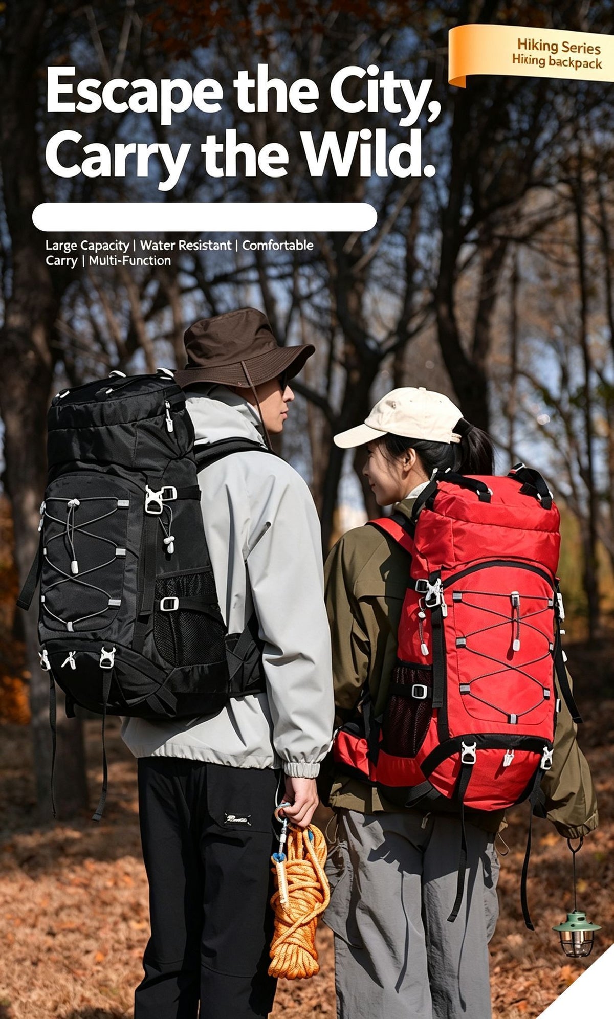 Versatile Outdoor Trekking Backpack 60L Black,Nylon Travel Rucksack Supplied With Rain Cover,Robust Pack for Camping Hiking & Touring,Christmas Halloween Practical Holiday Present