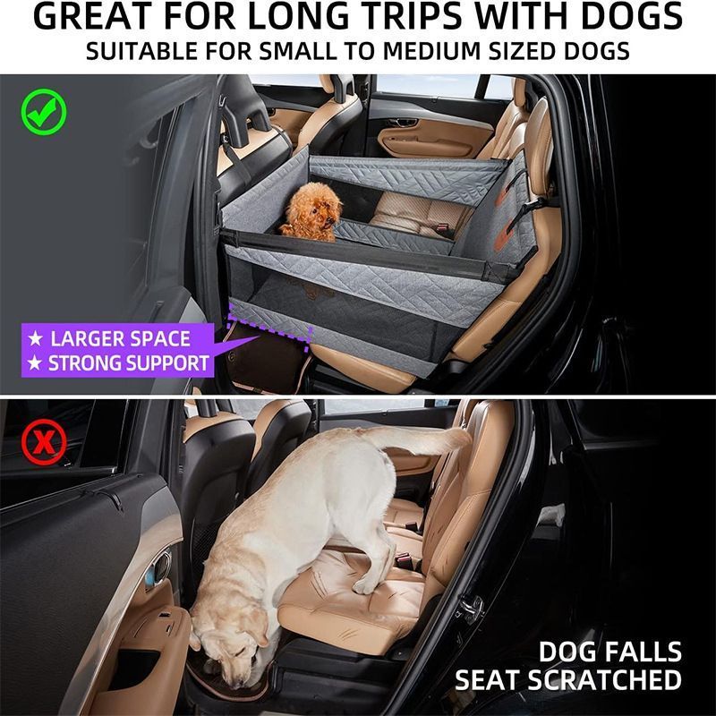 Waterproof Anti-Dirty Dog Car Basket Mat, Hard Reinforced Bottom With Breathable Mesh, Back Single Seat Pet Cushion, Black Large Size, Christmas Halloween Travel Pet Present