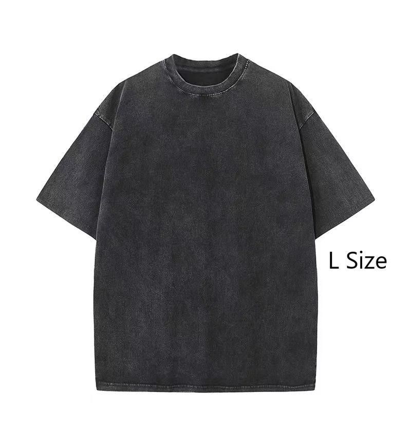 Vintage 230gsm Heavy Washed Cotton T‑Shirt Unisex Daily Outfit Christmas Gift Choice Black Size L