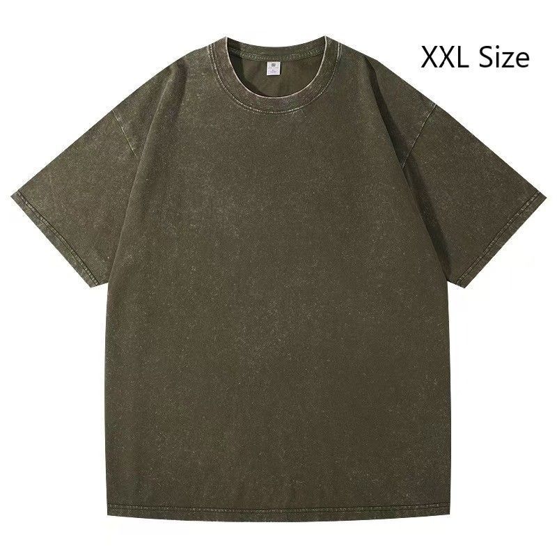 Pre‑Washed Thick Vintage Cotton Tee Unisex Versatile Outfit Great Christmas Present Army Green Size XXL