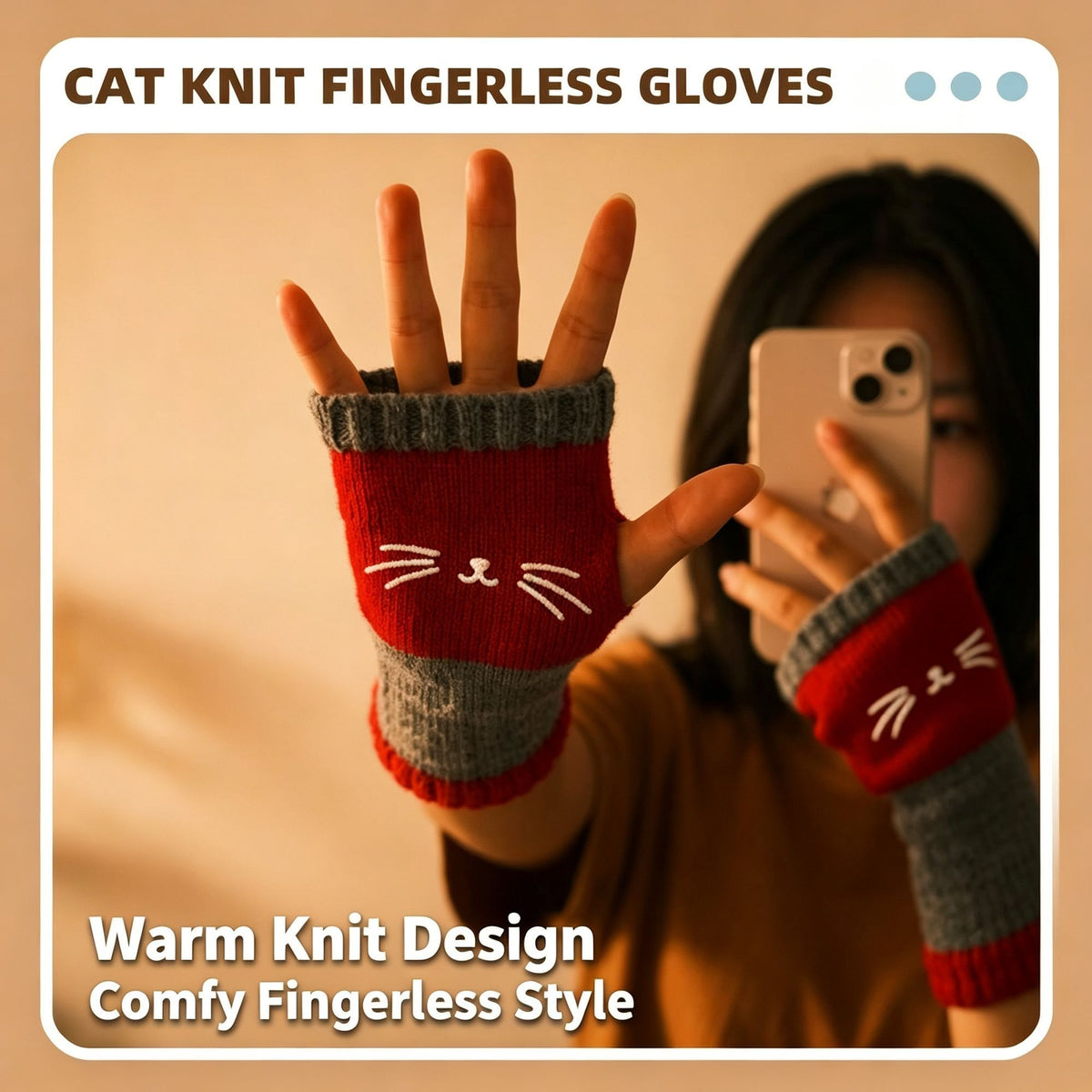 Spliced Fashion Knit Fingerless Gloves Cozy Hand Guard Work‑Use Gear 2 Pcs Heart Pink Pattern Popular Christmas Holiday Gift