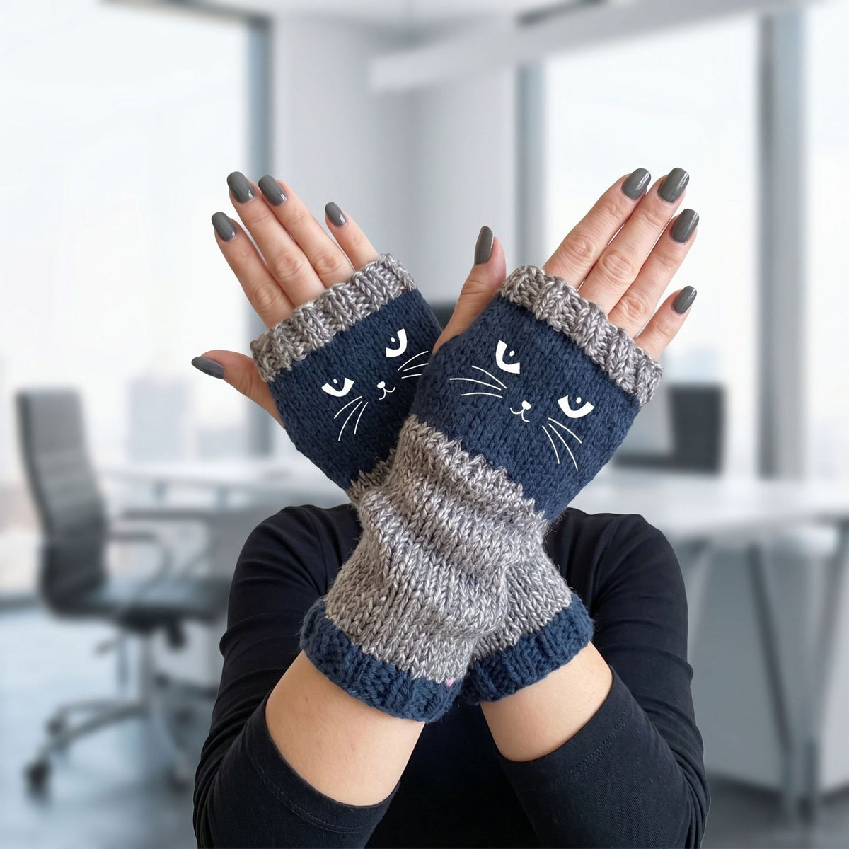 Spliced Fashion Knit Fingerless Gloves Cozy Hand Guard Work‑Use Gear 2 Pcs Heart Pink Pattern Popular Christmas Holiday Gift