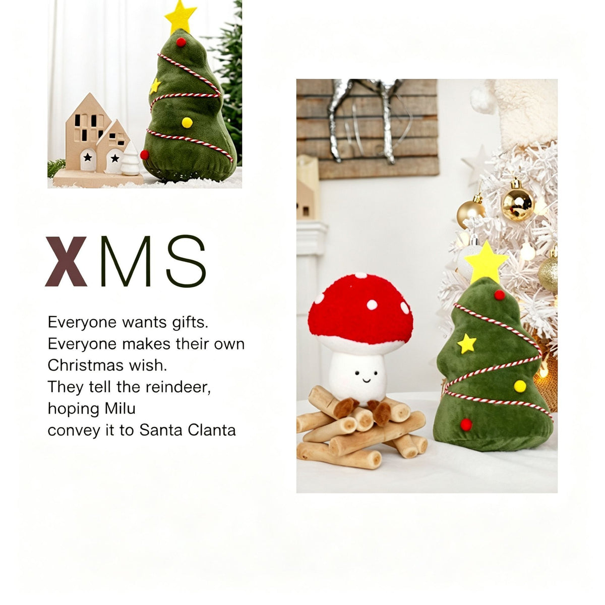 Cute Christmas Mushroom Plush Doll Pendant Cartoon Festive Ornament Decor Gift Ideal Christmas Gift
