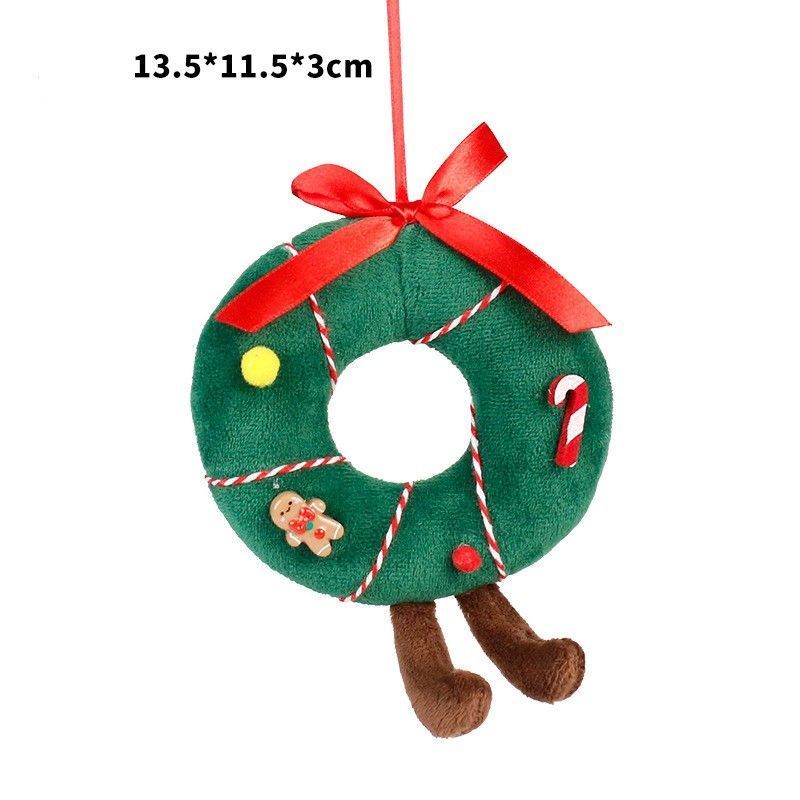 Christmas Wreath Cute Plush Doll Ornament Pendant Cartoon Holiday Decor Gift Popular Christmas Holiday Gift