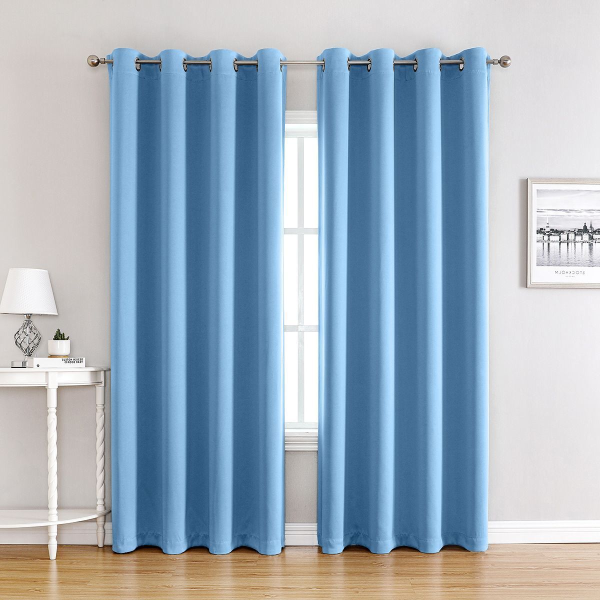 Blue | Approx. 52x69 Inch Single Panel | 635g Per Panel | 210GSM Sleep Friendly Blackout Curtains, Grommet Top 2 Panels, Gentle Light Blocking Drapes for Master Bedroom, Perfect Christmas Gift