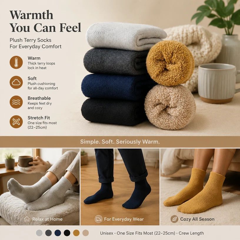 Assorted Thick Fleece Lined Wool Socks Adult All Season Warm Socks 16 Pairs