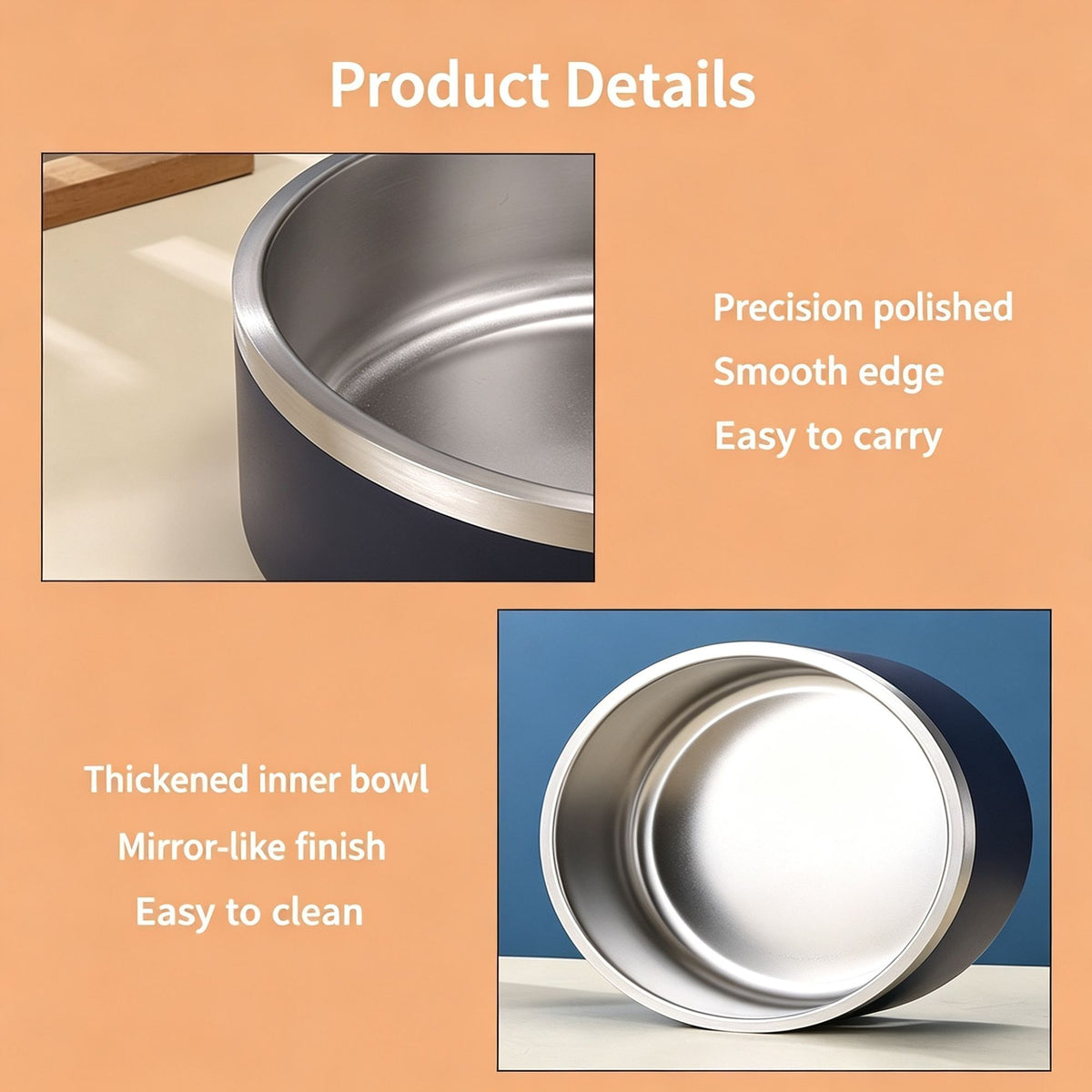 64oz 304 Stainless Steel Cat Dog Bowl | Double Thickened Pet Food Bowl | Non-Slip Base | Green | for Large Dogs & Multi-Cat | Christmas Natural Large Bowl