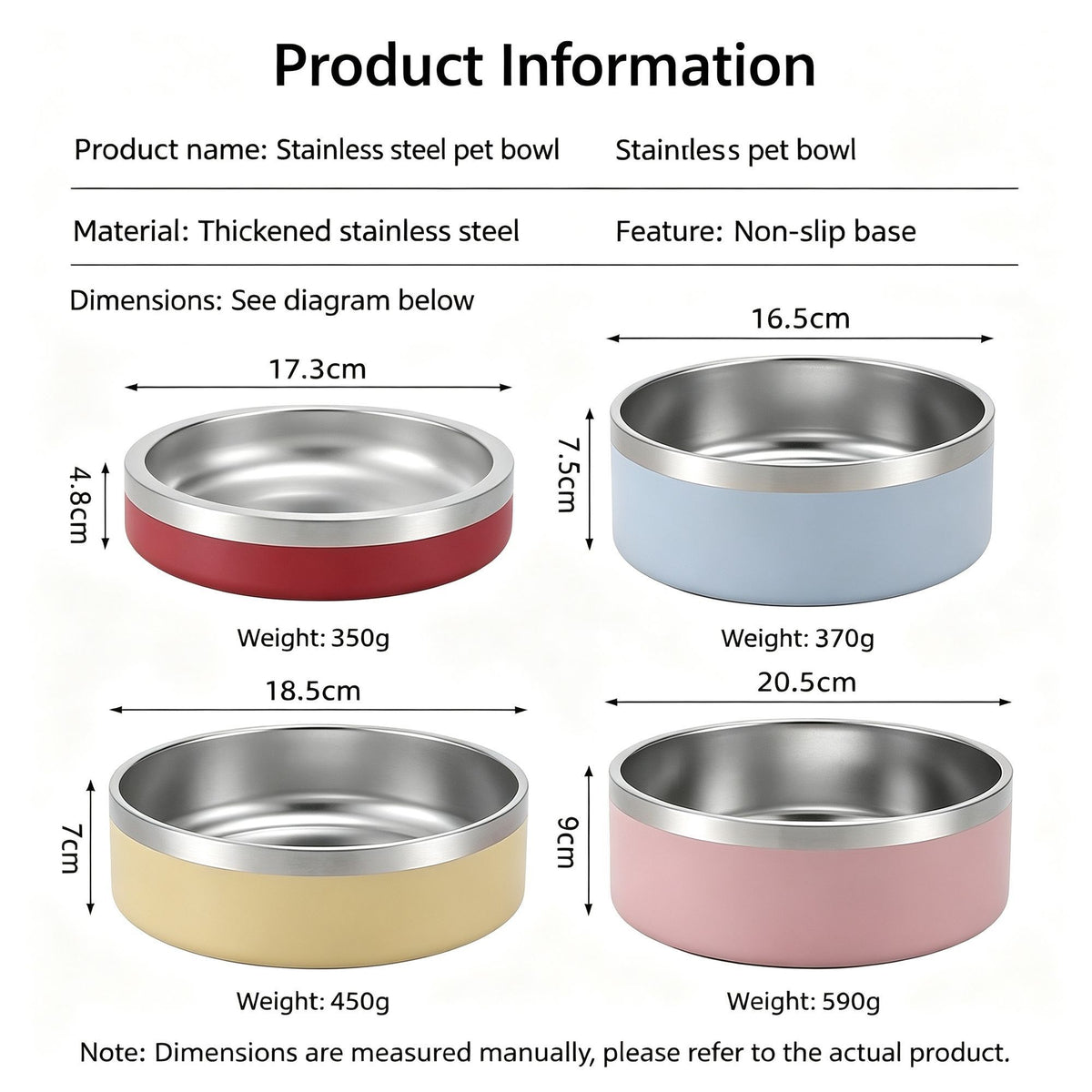 32oz 304 Stainless Steel Cat Dog Bowl | Double Thick Pet Water Bowl | Skid Resistant Base | Dark Blue | for Small Dogs & Cats | Christmas Premium Small Dish