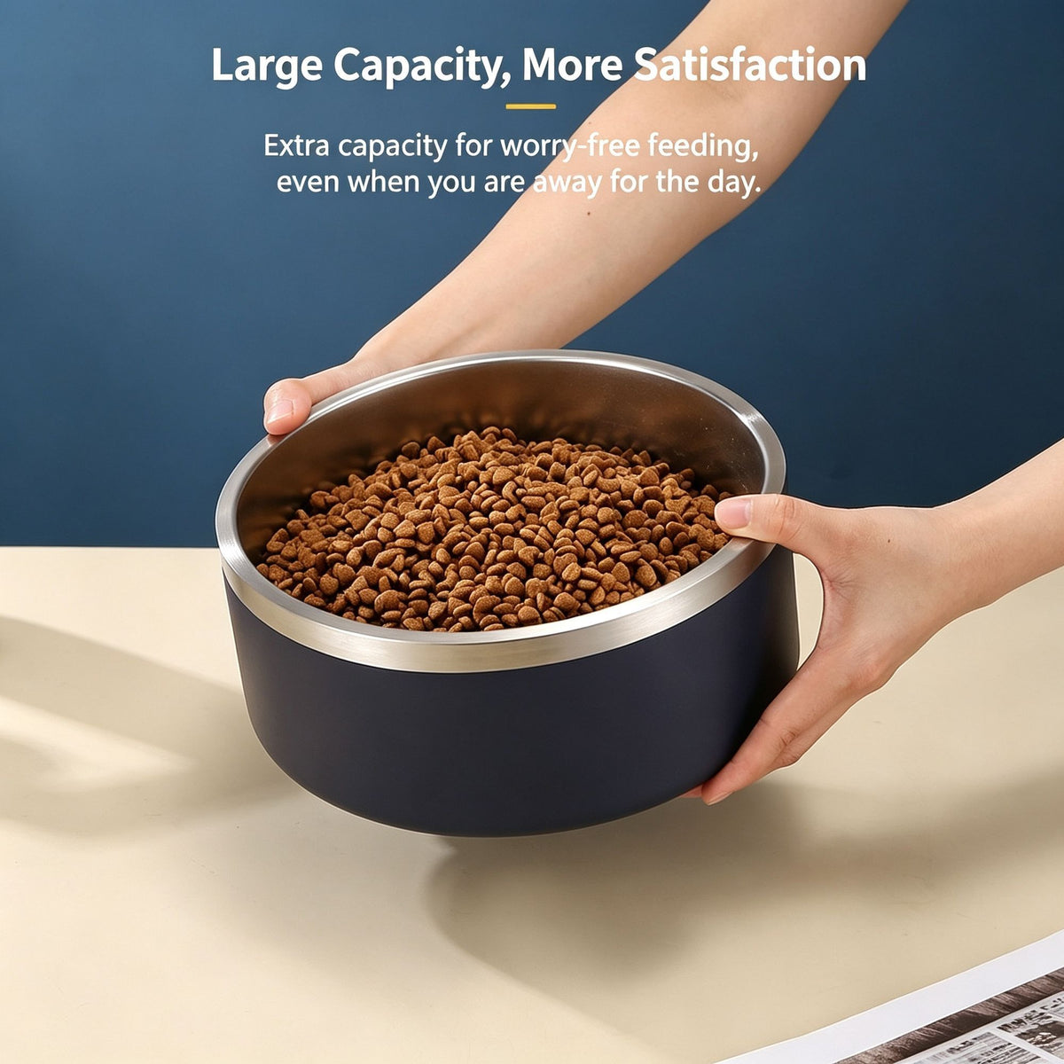 32oz 304 Stainless Steel Cat Dog Bowl | Double Thick Pet Water Bowl | Skid Resistant Base | Orange | for Small Dogs & Cats | Christmas Vibrant Small Dish