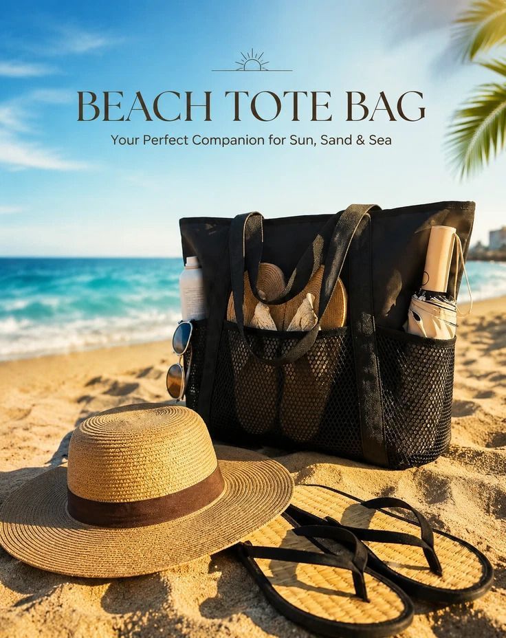Brown & Solid Black Large Waterproof Swim Storage Tote 2Pcs