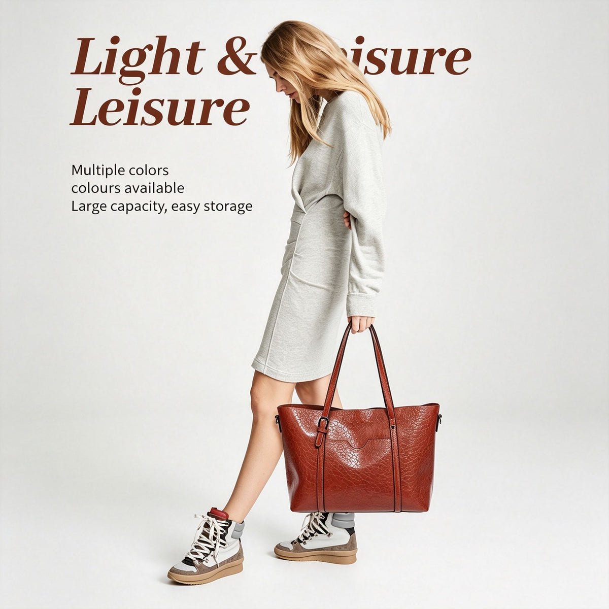 Grey | Sleek Premium Women's Tote Bag | Christmas High-End Commute Gift | Large Capacity Minimalist Shoulder Crossbody Bag
