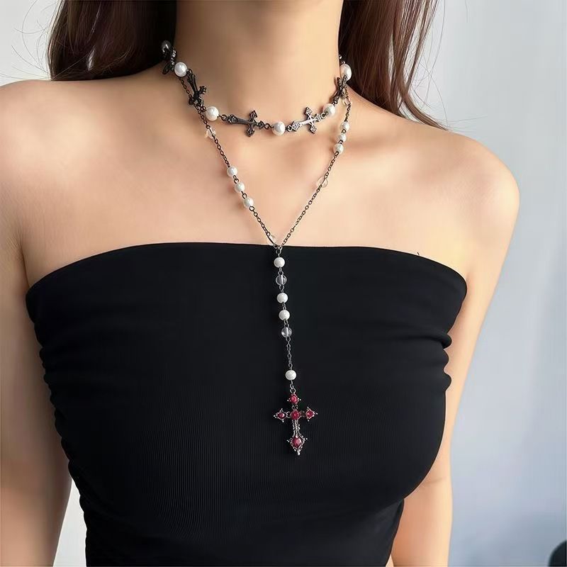 Mixed Length Layered | Y2K Dual-length Beaded Necklace | Christmas Hierarchical Style Gift | Long-short Stacked Clavicle Chain Fashion Spicy Girl Accessory