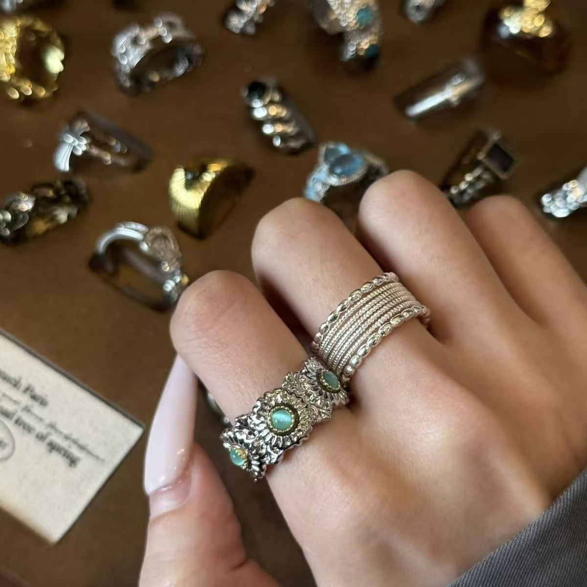 JZ1294 Ins Style Edgy | Vintage Silver Ins Fashion Ring | Christmas Trendy Street Gift | Tarnish Resistant Adjustable Ins Style Cool Women's Fashion Ring