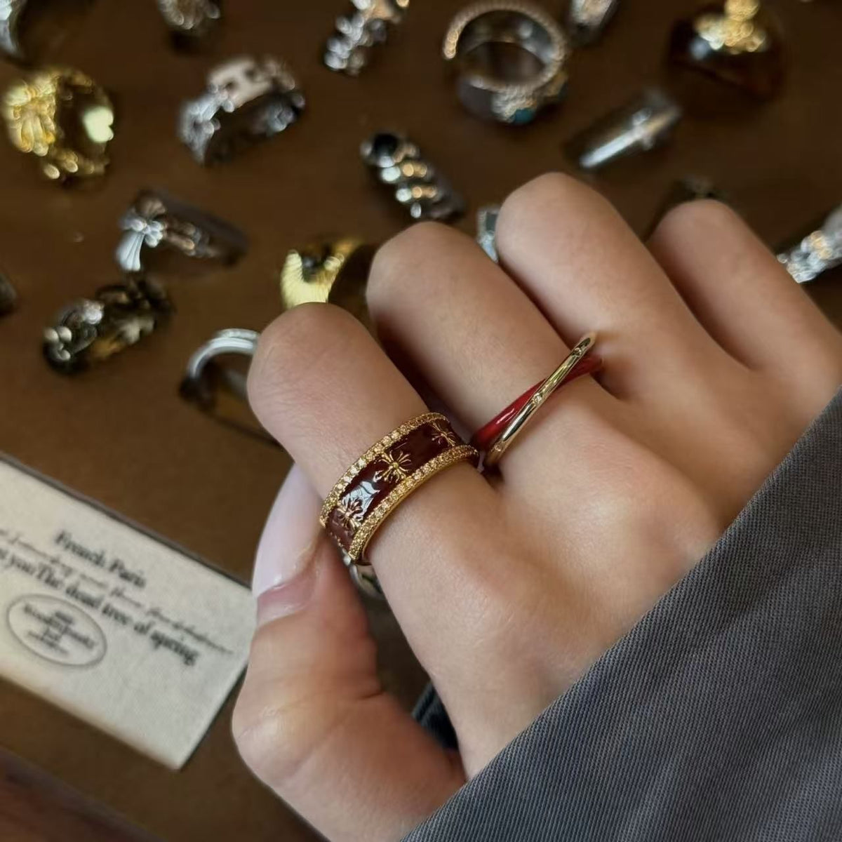 JZ1294 Ins Style Edgy | Vintage Silver Ins Fashion Ring | Christmas Trendy Street Gift | Tarnish Resistant Adjustable Ins Style Cool Women's Fashion Ring