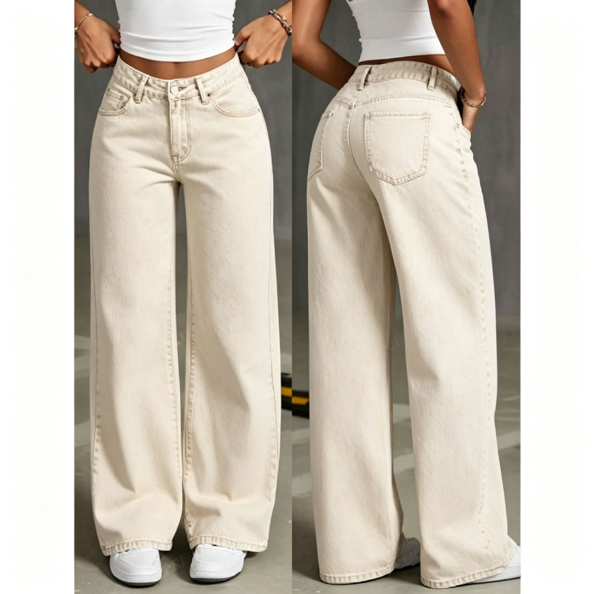 Khaki Size 3XL (Recommended 80.0-87.5kg / 176.4-192.9lbs) | Plus Size Loose Straight Jeans | Halloween Casual Inclusive Gift | High Waist Non-Bulky Denim