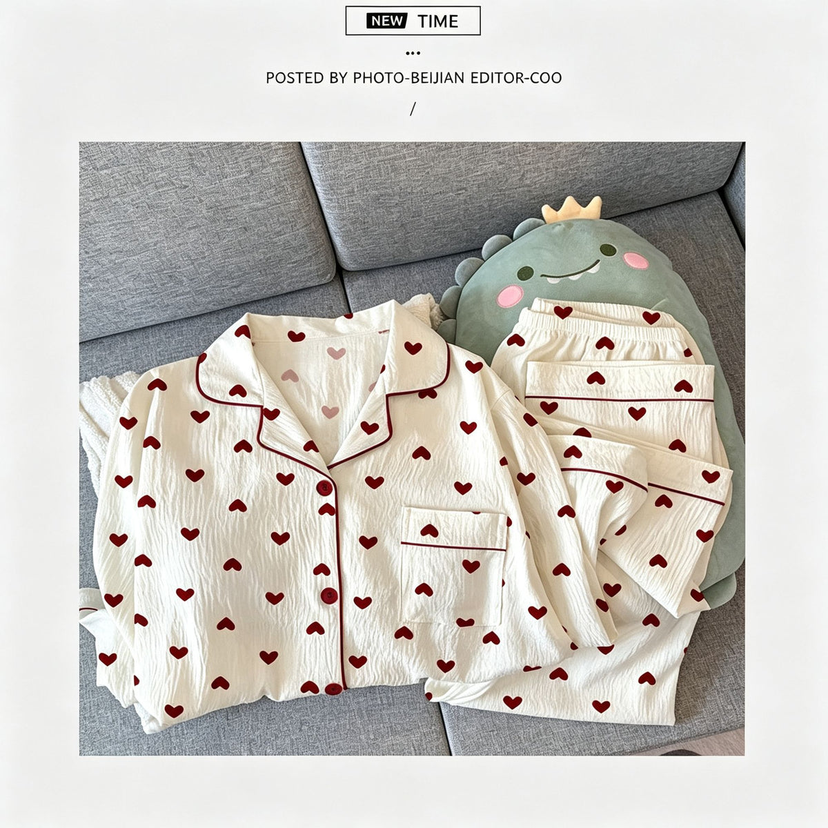 Blue Polka Dot Crinkle Size XL | Plus Size Crinkled Pajamas | Christmas Retro Girly Gift | Plus Size Friendly Retro Loungewear