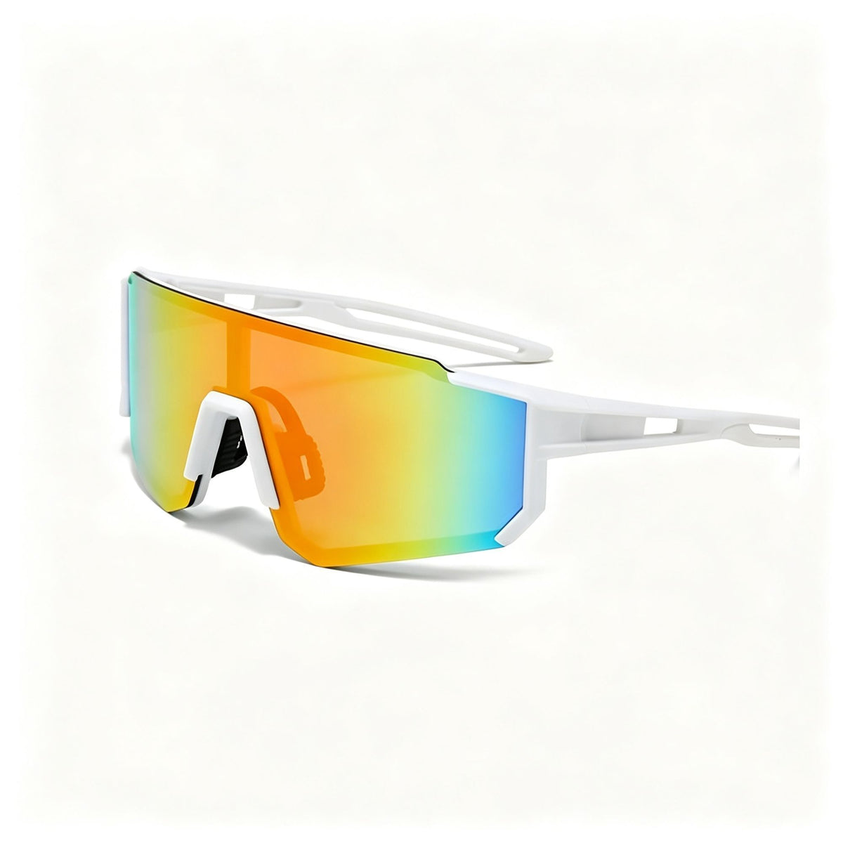 White Frame Orange Mercury | Vibrant Sports Riding Eyewear | Christmas Energetic Gift | High-Visibility Windproof Cycling Sun Glasses