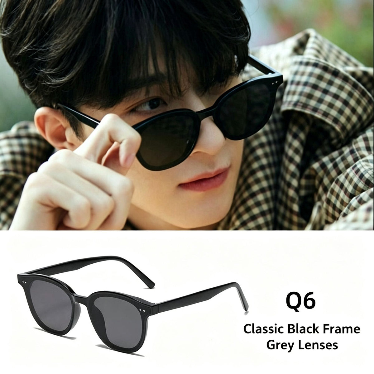 Q6 Black Frame Gray Lens | UV400 Outdoor Sunglasses | Christmas Active Sports Gift | Windproof Shatter-Resistant Riding Sun Glasses