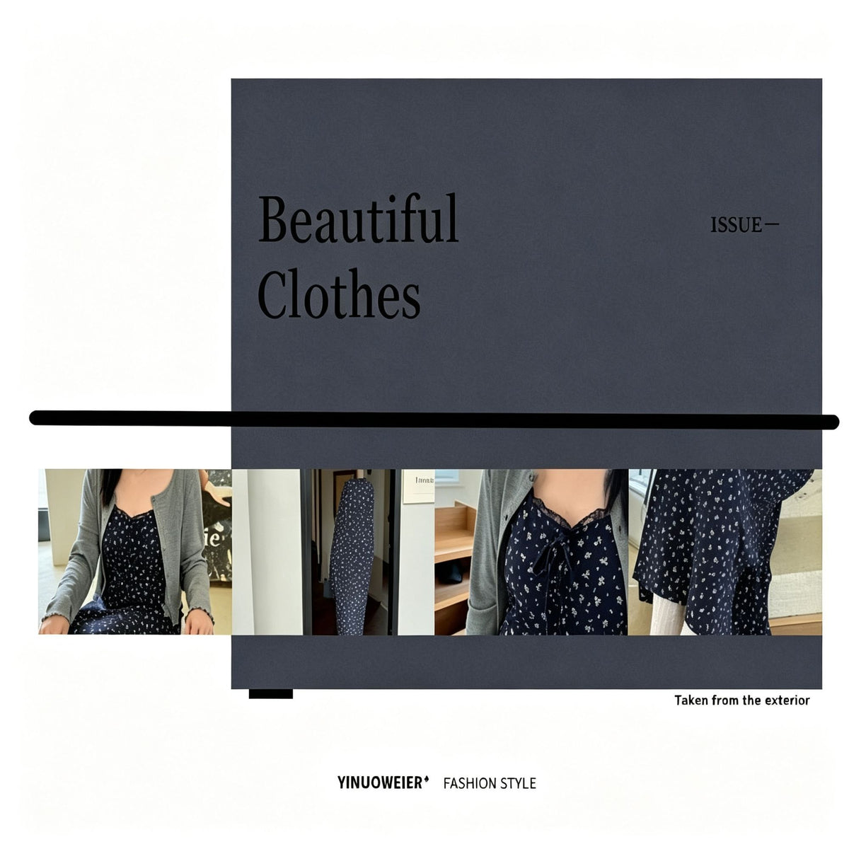 Dark Gray Size 3XL (Recommended 85.5-95kg / 188.5-209.4lbs) | Curvy Fit Two-Piece Dress | Halloween Curvy Friendly Gift | Roomy Long Sleeve Cardigan Floral Slip Dress Set