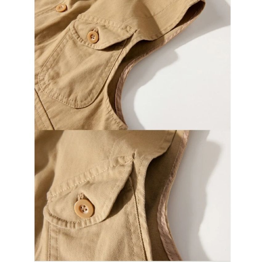 Black Size M | Multi-Pocket Utility Cargo Vest | Christmas Minimal Layer Gift | Unisex Loose Casual Sleeveless Layered Jacket