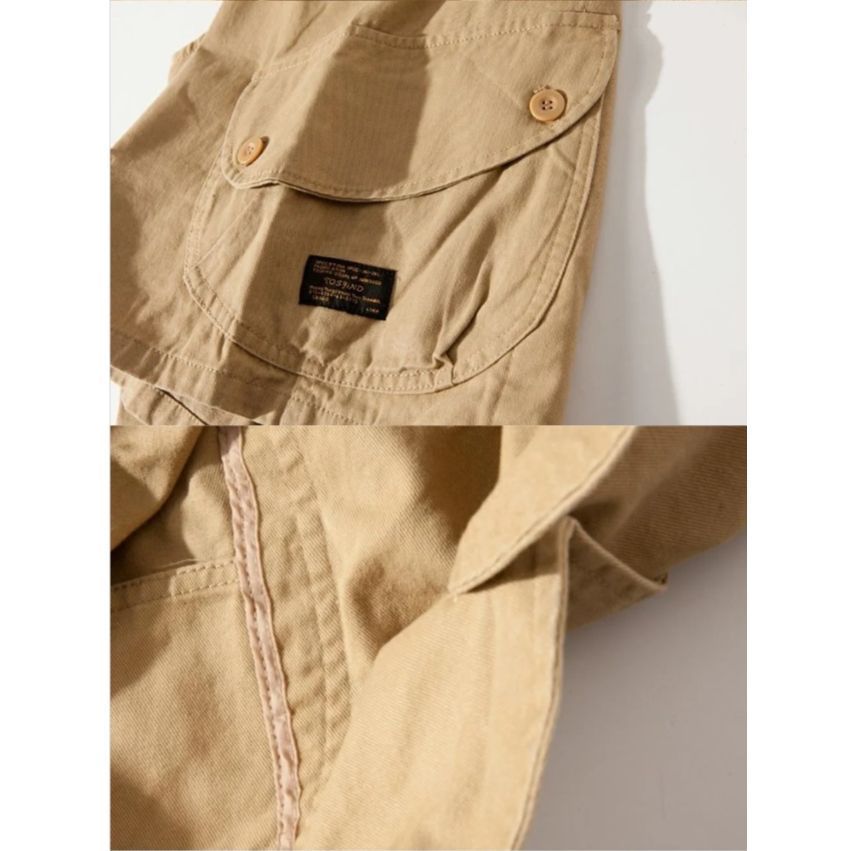 Khaki Size M | Multi-Pocket Retro Cargo Vest | Christmas Vintage Layer Gift | Unisex Casual Loose Sleeveless Layered Vest
