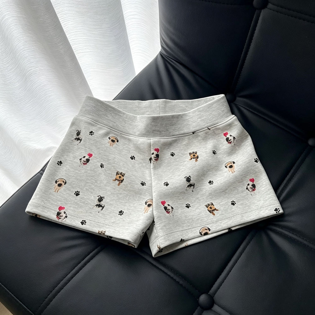 Allover Puppy Print Set Size L | Full Print Short Sleeve Pajamas | Halloween Fun Cute Gift | Adorable Casual Homewear Set for Daily Wear