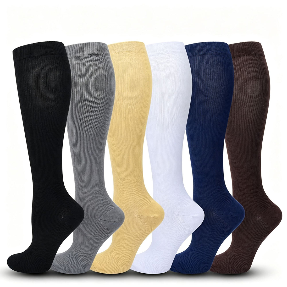 Open Toe White Compression Calf Socks Size XXL (43-46) | Christmas Plus Size Inclusive Gift | Wide Calf Compression Socks for Big Size Long Standing