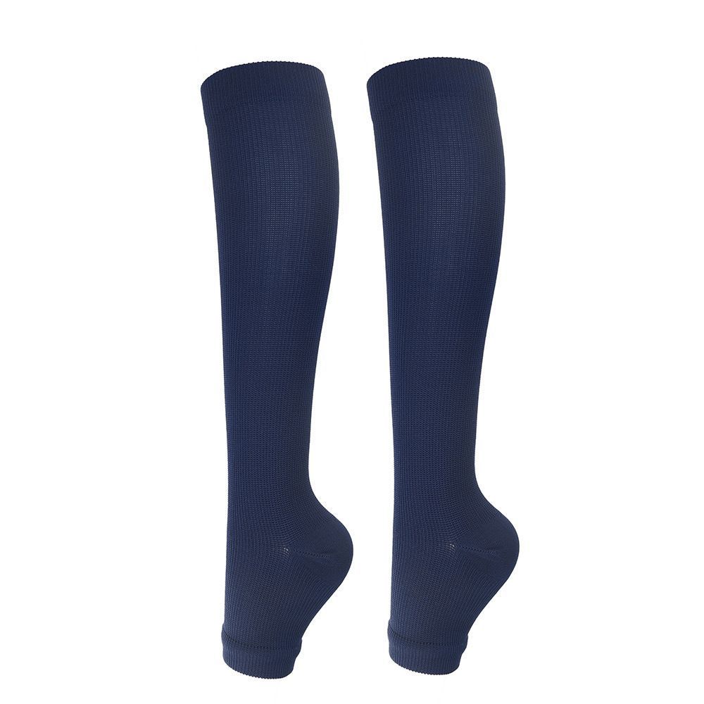 Open Toe Navy Blue Compression Calf Socks Size S/M (35-38) | Christmas Snug Fit Jogging Gift | Form-Fitting Calf Support Socks for Outdoor Activities