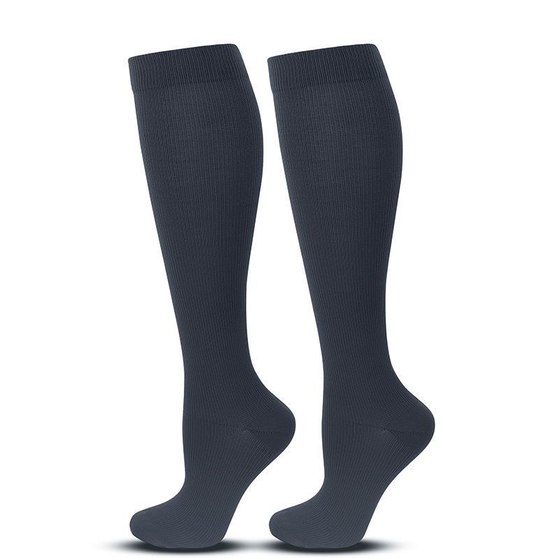 Flat Panel Blue Gray Compression Calf Socks Size XXL (43-46) | Christmas Wide Calf Calm Gift | Plus Size Blue Gray Compression Socks for Big Calves Work
