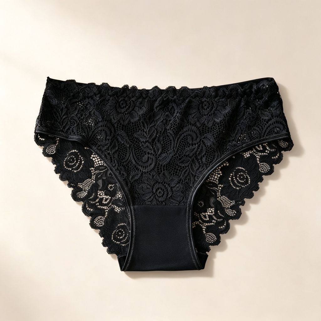Black Hollow Out Lace Panties 4 Pack Size S | Halloween Mysterious Sexy Gift | Cotton Gusset High Elastic Women's Lace Briefs