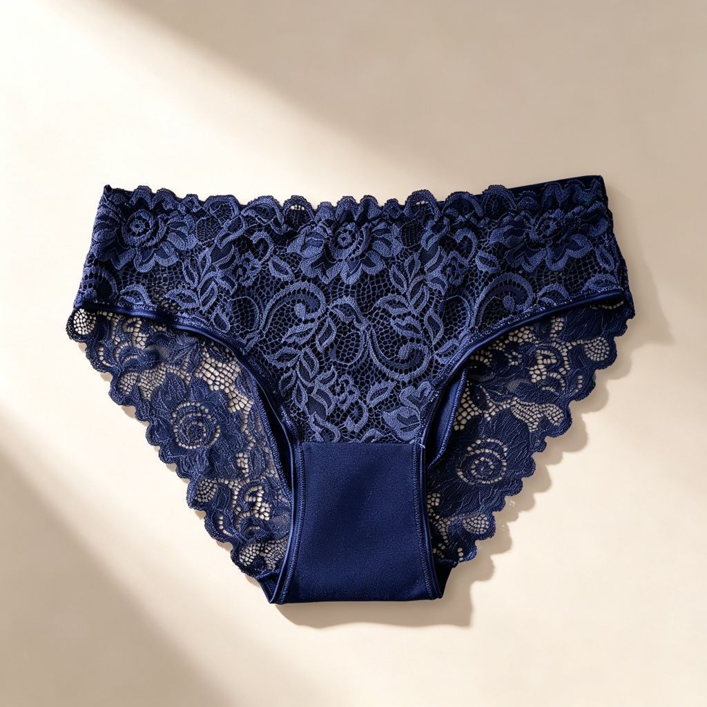 Navy Blue Hollow Out Lace Panties 4 Pack Size M | Halloween Refined Fit Gift | Cotton Gusset Stretchy Comfort Women's Lace Briefs