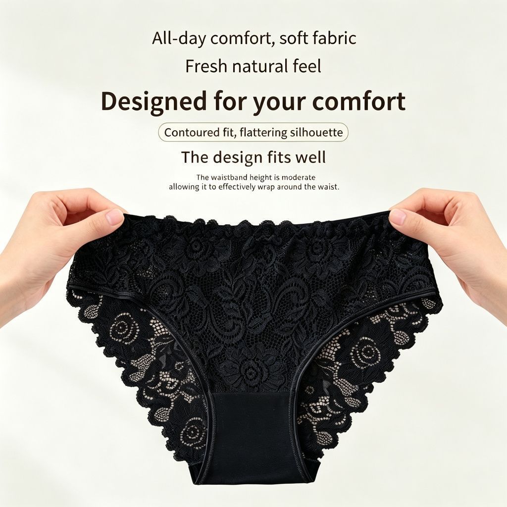 Nude Hollow Out Lace Panties 4 Pack Size S | Christmas Invisible Daily Gift | Cotton Gusset High Elastic Seamless Women's Briefs