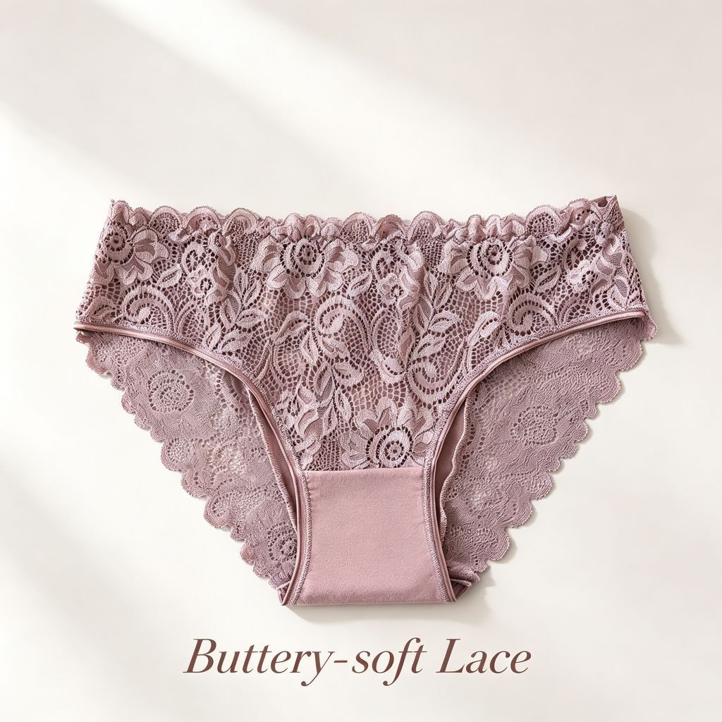 Coffee Brown Hollow Out Lace Panties 4 Pack Size M | Christmas Cozy Fit Gift | Cotton Gusset Stretchy Comfort Women's Lace Briefs