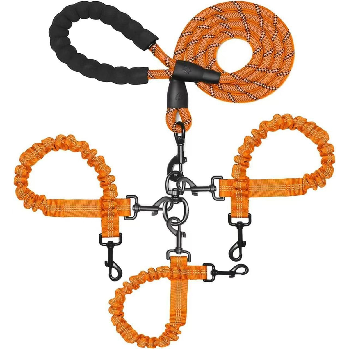Orange Retractable 3-in-1 Dog Leash | Halloween High-Visibility Safety Gift | Glow-in-the-Dark Tangle-Free High Elastic Dog Walking Rope