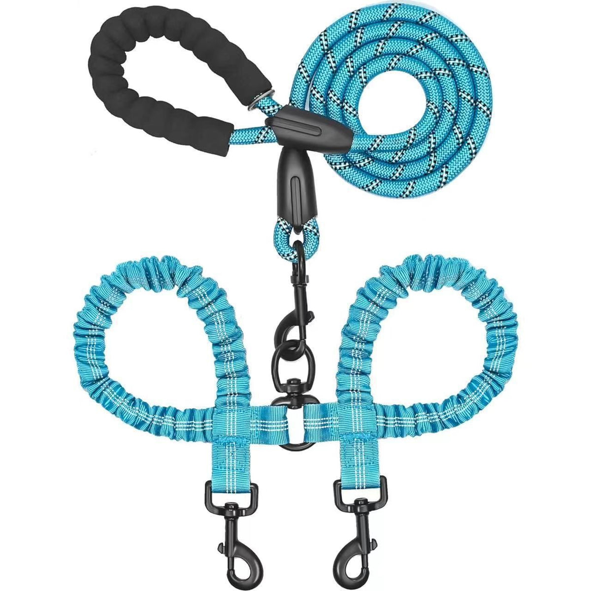 Sky Blue 2-in-1 Retractable No-Pull Dog Leash | Christmas Bright Crisp Gift | Clear Tangle-Free Pet Traction Rope for Large Breed Dogs