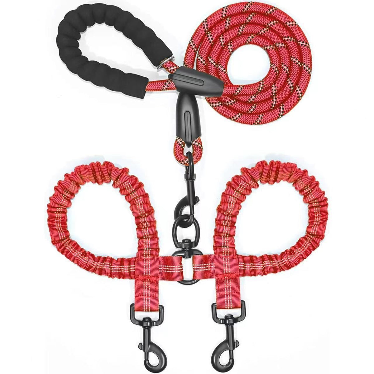 Red 2-in-1 Retractable No-Pull Dog Leash | Halloween Festive Eye-Catching Gift | Bold Tangle-Free Pet Chain for Large Breed Walking